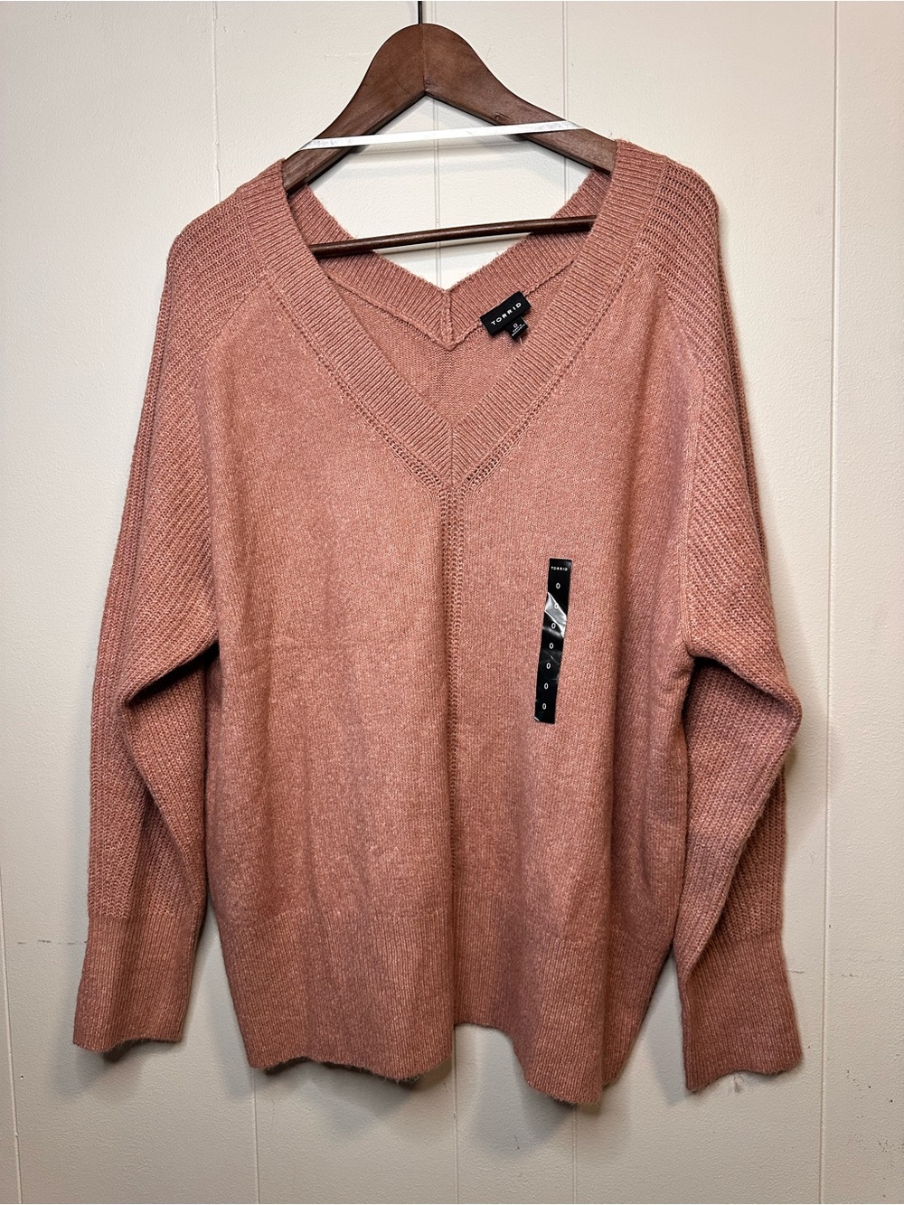 NWT Torrid Blush Pink Vegan Cashmere V-Neck Dolman Pullover Sweater Size 0 / L12